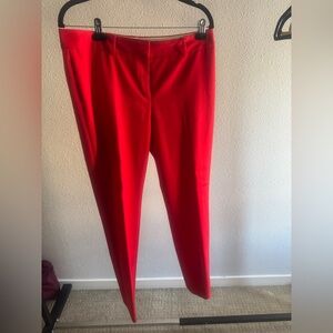 Anne Klein Red High-Waisted Straight Leg Trousers